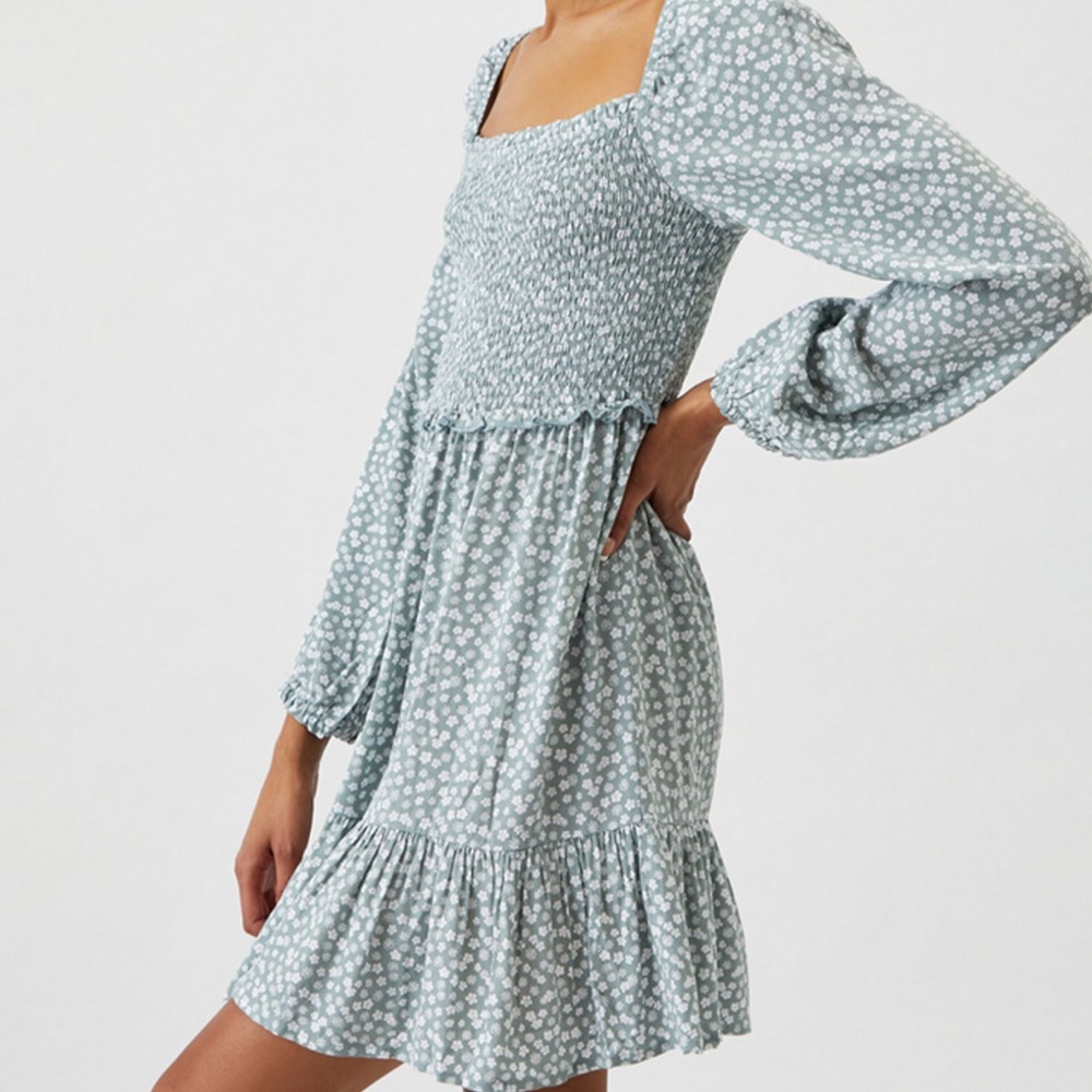 PacSun LA Hearts Long Sleeve Smocked Bodice Mini Dress - Picture 4 of 8